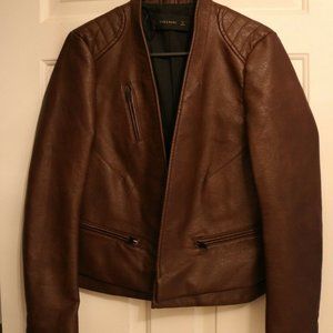 Zara Basic Brown Faux Leather Top Small